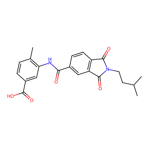 3-(2-isopentyl-1,3-dioxoisoindoline-5-carboxamido)-4-methylbenzoic acid structure