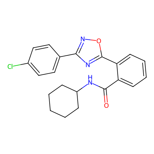2-[3-(4-chlorophenyl)-1,2,4-oxadiazol-5-yl]-N-cyclohexylbenzamide structure
