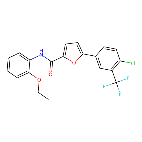 5-[4-chloro-3-(trifluoromethyl)phenyl]-N-(2-ethoxyphenyl)furan-2-carboxamide structure