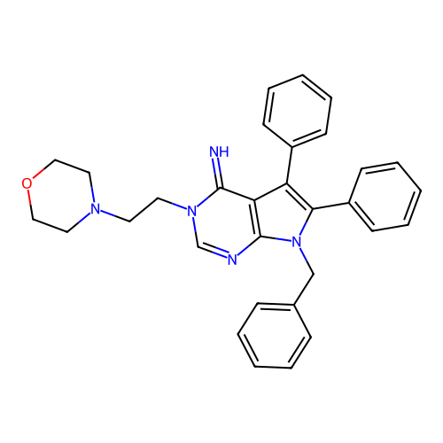 7-Benzyl-3-(2-morpholin-4-ylethyl)-5,6-diphenylpyrrolo[2,3-d]pyrimidin-4-imine structure