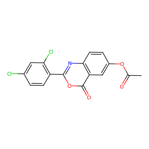 2-(2,4-dichlorophenyl)-4-oxo-4H-3,1-benzoxazin-6-yl acetate structure