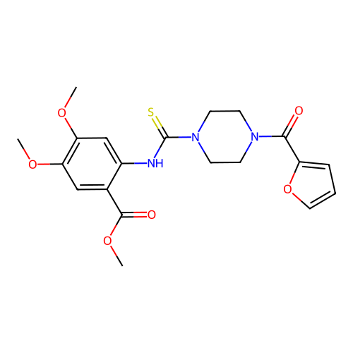 Methyl 2-({[4-(2-furoyl)-1-piperazinyl]carbothioyl}amino)-4,5-dimethoxybenzoate structure
