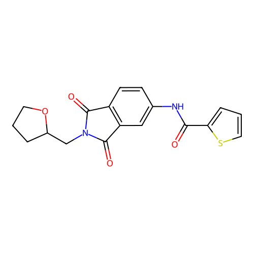 N-[1,3-dioxo-2-(oxolan-2-ylmethyl)isoindol-5-yl]thiophene-2-carboxamide structure