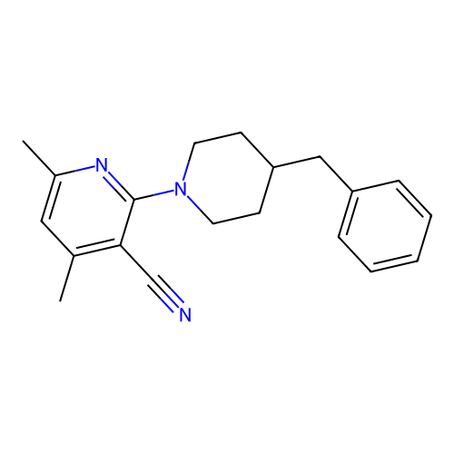 2-(4-Benzylpiperidin-1-yl)-4,6-dimethylpyridine-3-carbonitrile structure