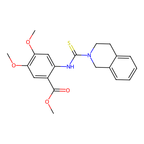 methyl 2-[(3,4-dihydroisoquinolin-2(1H)-ylcarbonothioyl)amino]-4,5-dimethoxybenzoate structure