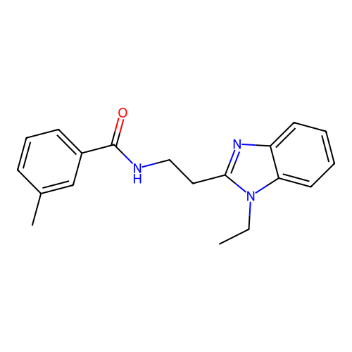 N-[2-(1-ethylbenzimidazol-2-yl)ethyl]-3-methylbenzamide structure