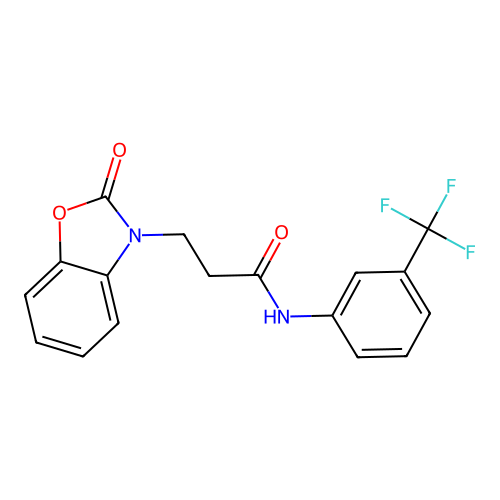 3-(2-oxo-1,3-benzoxazol-3-yl)-N-[3-(trifluoromethyl)phenyl]propanamide structure