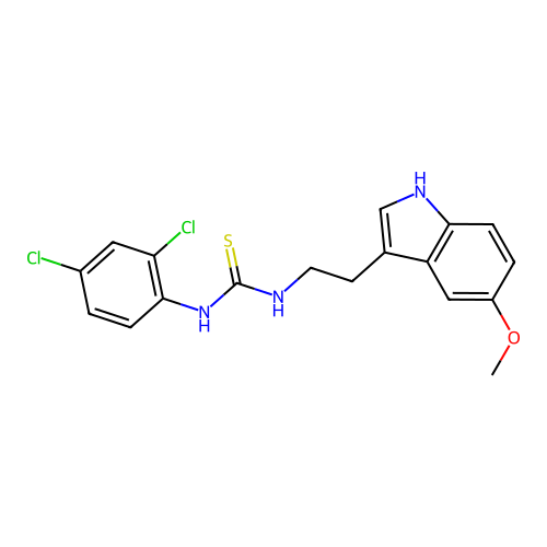 1-(2,4-dichlorophenyl)-3-[2-(5-methoxy-1H-indol-3-yl)ethyl]thiourea structure