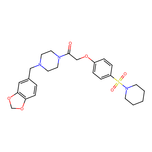 1-[4-(1,3-benzodioxol-5-ylmethyl)piperazin-1-yl]-2-(4-piperidin-1-ylsulfonylphenoxy)ethanone structure