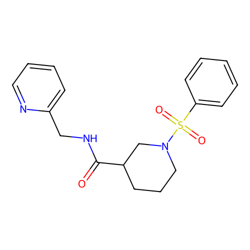 1-(phenylsulfonyl)-N-(pyridin-2-ylmethyl)piperidine-3-carboxamide structure