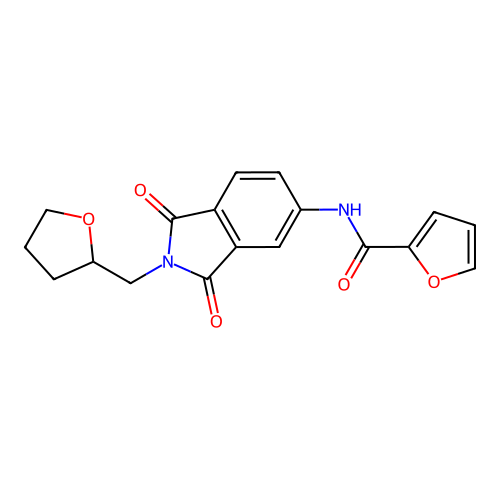 N-[1,3-dioxo-2-(oxolan-2-ylmethyl)isoindol-5-yl]furan-2-carboxamide structure
