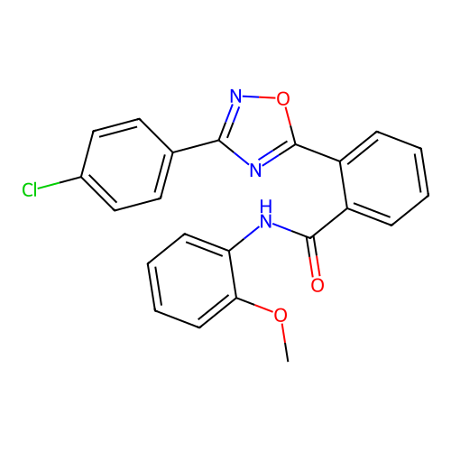 2-[3-(4-chlorophenyl)-1,2,4-oxadiazol-5-yl]-N-(2-methoxyphenyl)benzamide structure
