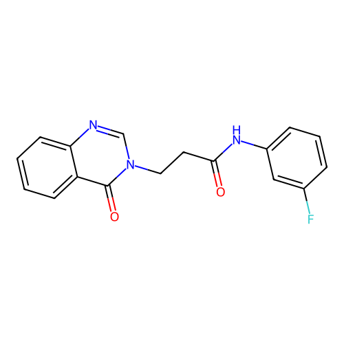 N-(3-fluorophenyl)-3-(4-oxoquinazolin-3-yl)propanamide structure