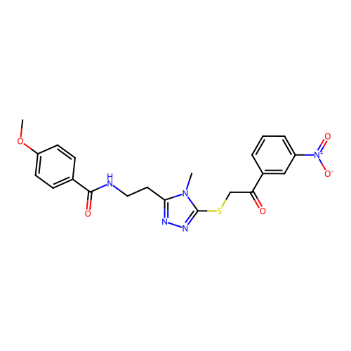 4-methoxy-N-[2-(4-methyl-5-{[2-(3-nitrophenyl)-2-oxoethyl]sulfanyl}-4H-1,2,4-triazol-3-yl)ethyl]benzamide structure