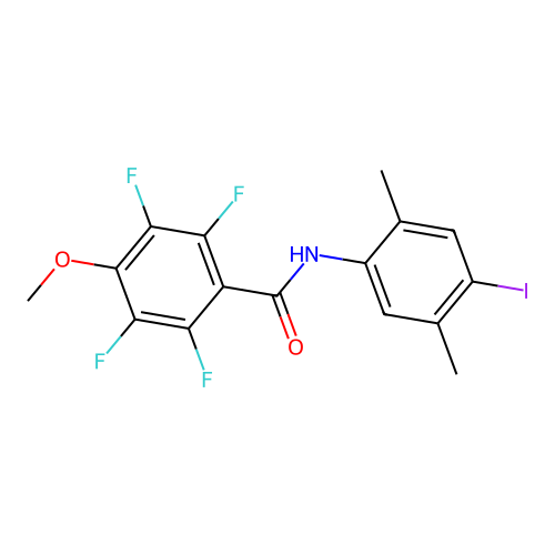 2,3,5,6-tetrafluoro-N-(4-iodo-2,5-dimethylphenyl)-4-methoxybenzamide structure