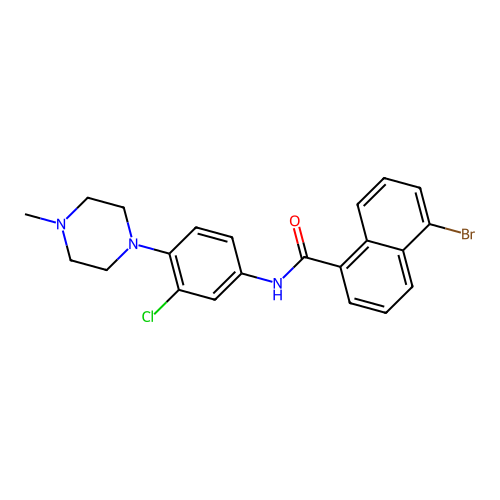 5-bromo-N-[3-chloro-4-(4-methylpiperazin-1-yl)phenyl]naphthalene-1-carboxamide structure