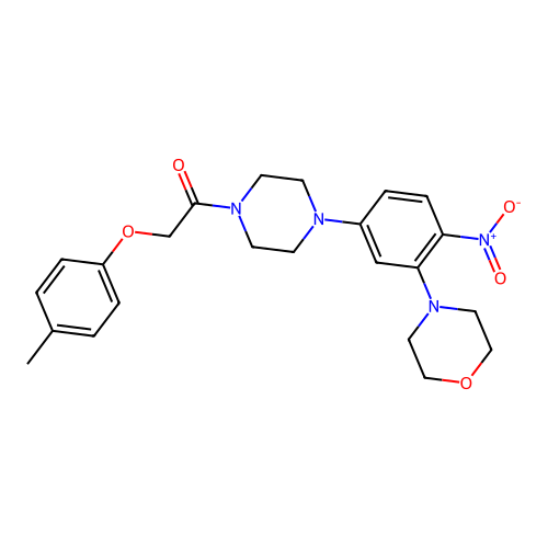 2-(4-Methylphenoxy)-1-[4-(3-morpholin-4-yl-4-nitrophenyl)piperazin-1-yl]ethanone structure