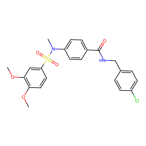 N-[(4-chlorophenyl)methyl]-4-[(3,4-dimethoxyphenyl)sulfonyl-methylamino]benzamide structure