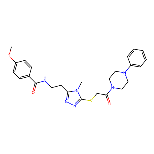 4-methoxy-N-[2-(4-methyl-5-{[2-oxo-2-(4-phenylpiperazin-1-yl)ethyl]sulfanyl}-4H-1,2,4-triazol-3-yl)ethyl]benzamide structure