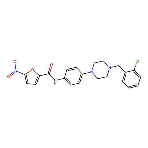N-[4-[4-[(2-chlorophenyl)methyl]piperazin-1-yl]phenyl]-5-nitrofuran-2-carboxamide structure