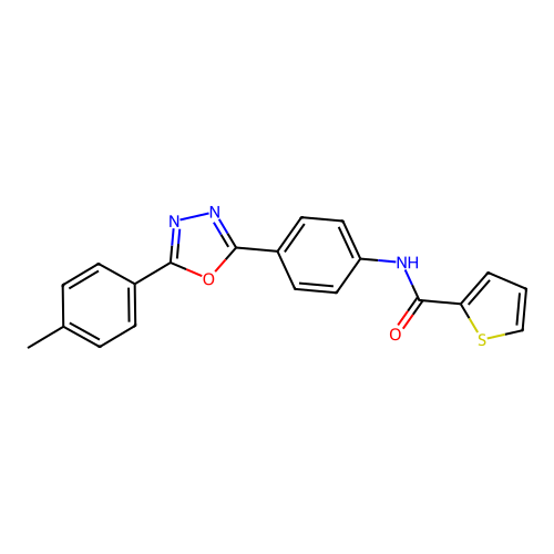 N-[4-[5-(4-methylphenyl)-1,3,4-oxadiazol-2-yl]phenyl]thiophene-2-carboxamide structure