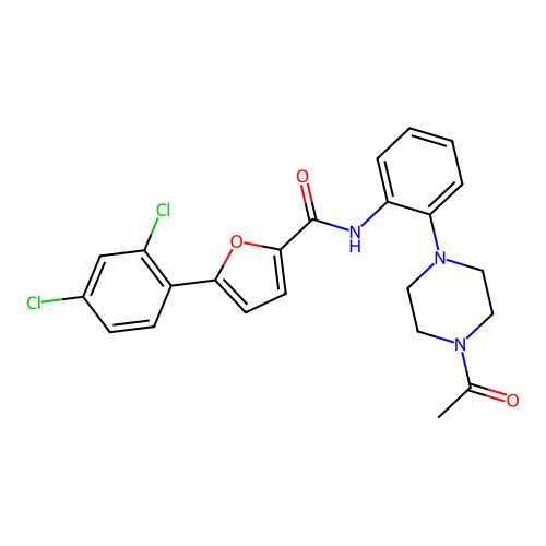 N-[2-(4-acetylpiperazin-1-yl)phenyl]-5-(2,4-dichlorophenyl)furan-2-carboxamide structure