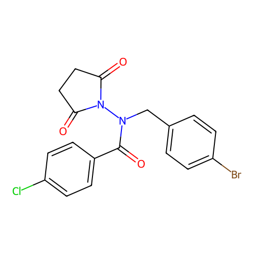 N-[(4-bromophenyl)methyl]-4-chloro-N-(2,5-dioxopyrrolidin-1-yl)benzamide structure