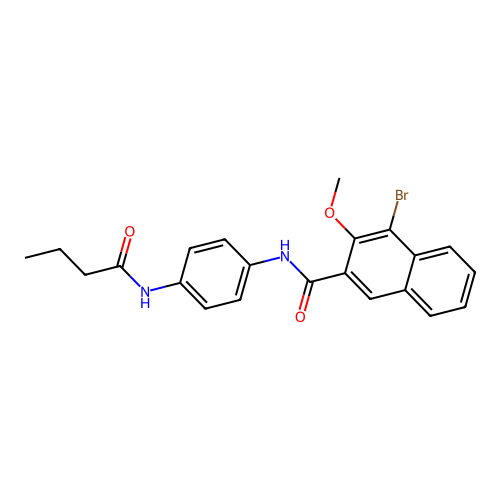 4-bromo-N-[4-(butanoylamino)phenyl]-3-methoxynaphthalene-2-carboxamide structure