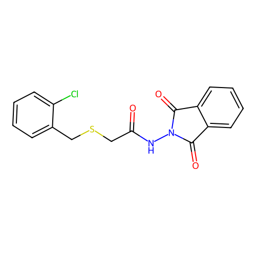 2-[(2-chlorophenyl)methylsulfanyl]-N-(1,3-dioxoisoindol-2-yl)acetamide structure