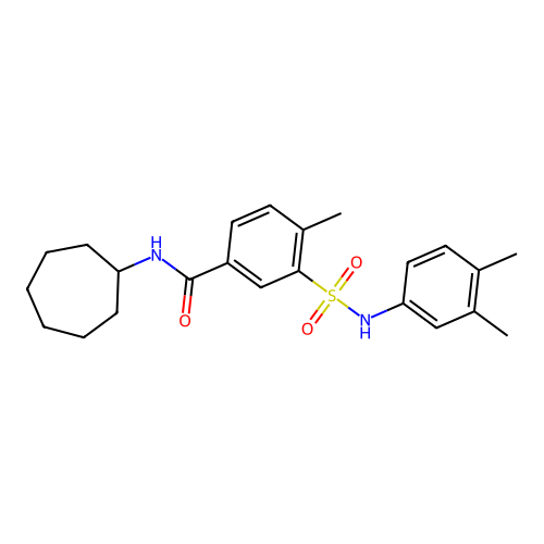 N-cycloheptyl-3-[(3,4-dimethylphenyl)sulfamoyl]-4-methylbenzamide structure