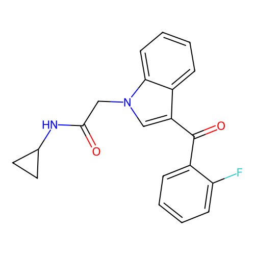 N-cyclopropyl-2-[3-(2-fluorobenzoyl)indol-1-yl]acetamide structure