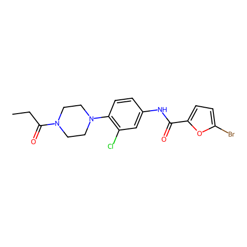 5-bromo-N-[3-chloro-4-(4-propanoylpiperazin-1-yl)phenyl]furan-2-carboxamide structure