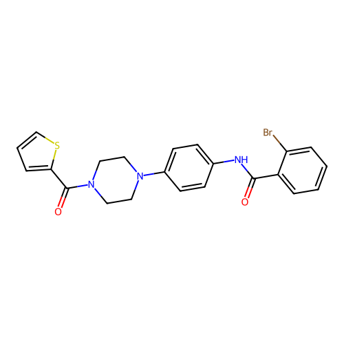 2-bromo-N-[4-[4-(thiophene-2-carbonyl)piperazin-1-yl]phenyl]benzamide structure