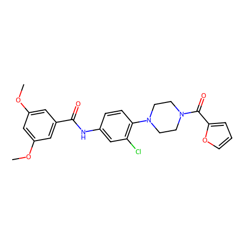 N-[3-chloro-4-[4-(furan-2-carbonyl)piperazin-1-yl]phenyl]-3,5-dimethoxybenzamide structure