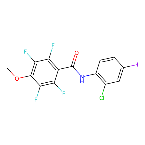 N-(2-chloro-4-iodophenyl)-2,3,5,6-tetrafluoro-4-methoxybenzamide structure