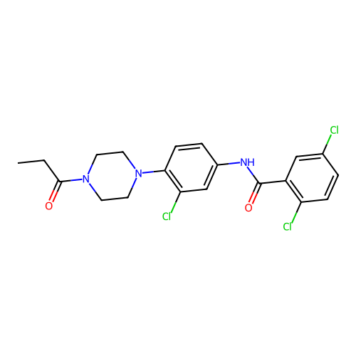 2,5-dichloro-N-[3-chloro-4-(4-propanoylpiperazin-1-yl)phenyl]benzamide structure