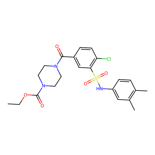 Ethyl 4-[4-chloro-3-[(3,4-dimethylphenyl)sulfamoyl]benzoyl]piperazine-1-carboxylate structure