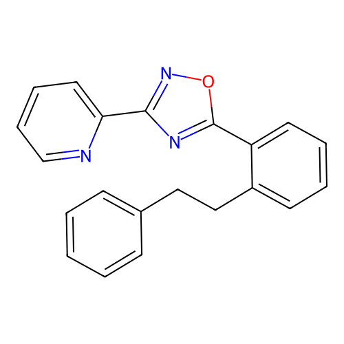 2-{5-[2-(2-Phenylethyl)phenyl]-1,2,4-oxadiazol-3-yl}pyridine structure