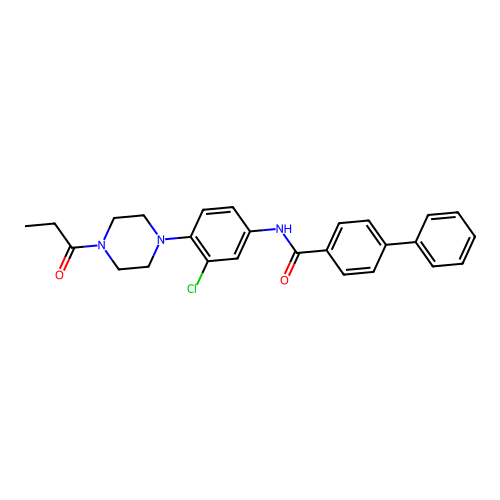 N-[3-chloro-4-(4-propanoylpiperazin-1-yl)phenyl]-4-phenylbenzamide structure
