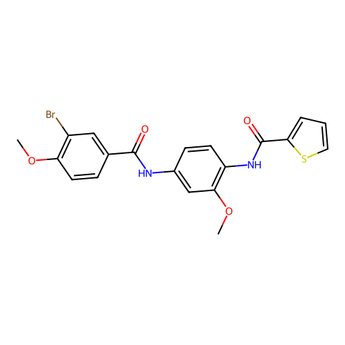 N-[4-[(3-bromo-4-methoxybenzoyl)amino]-2-methoxyphenyl]thiophene-2-carboxamide structure