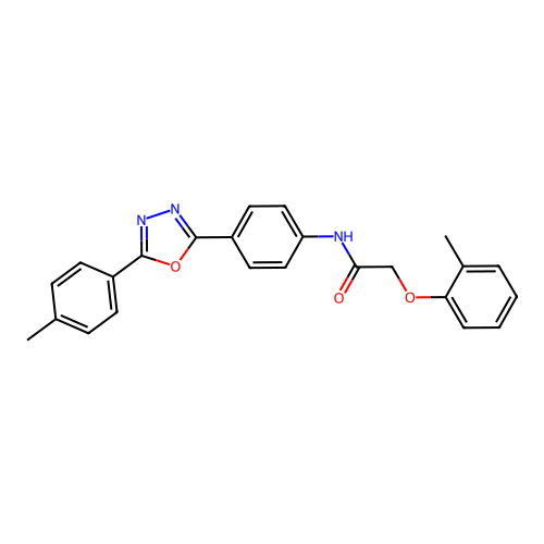 2-(2-methylphenoxy)-N-[4-[5-(4-methylphenyl)-1,3,4-oxadiazol-2-yl]phenyl]acetamide structure