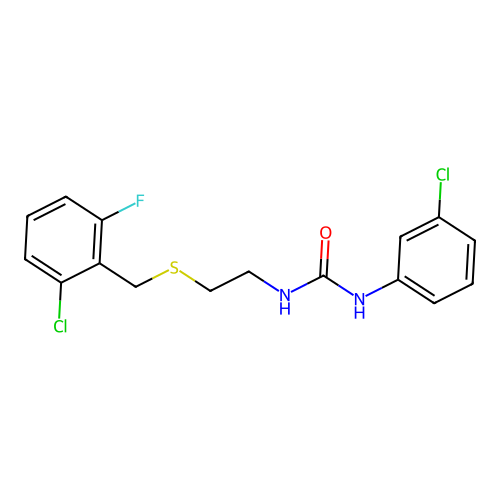 1-[2-[(2-Chloro-6-fluorophenyl)methylsulfanyl]ethyl]-3-(3-chlorophenyl)urea structure