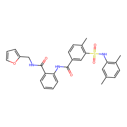 3-[(2,5-dimethylphenyl)sulfamoyl]-N-[2-(furan-2-ylmethylcarbamoyl)phenyl]-4-methylbenzamide structure