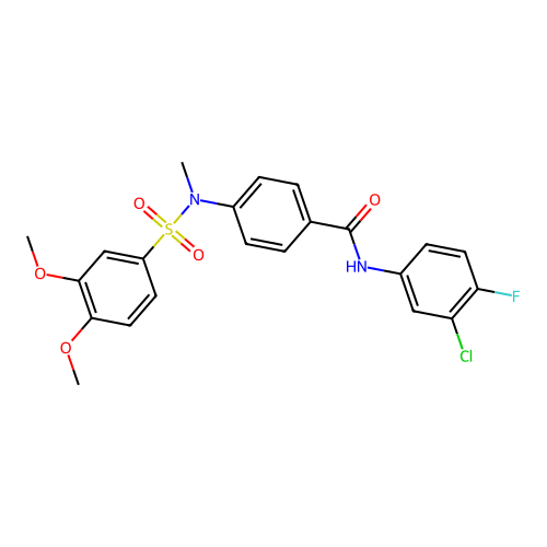 N-(3-chloro-4-fluorophenyl)-4-[(3,4-dimethoxyphenyl)sulfonyl-methylamino]benzamide structure