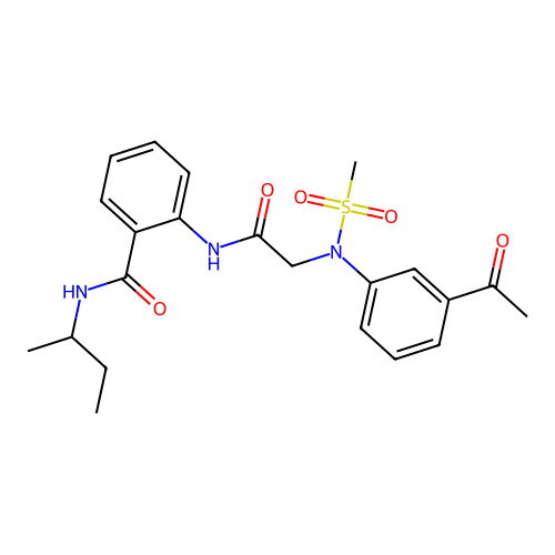 2-[[2-(3-acetyl-N-methylsulfonylanilino)acetyl]amino]-N-butan-2-ylbenzamide structure