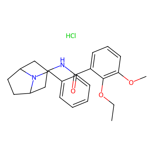 exo-2-Ethoxy-3-methoxy-N-(8-benzyl-8-azabicyclo(3.2.1)oct-3-yl)benzamide hydrochloride structure