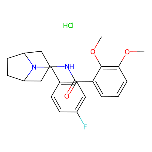 exo-2,3-Dimethoxy-N-(8-(4-fluorobenzyl)-8-azabicyclo(3.2.1)oct-3-yl)benzamide hydrocloride structure
