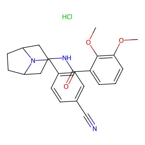 exo-N-(8-(4-cyanobenzyl)-8-azabicyclo(3.2.1)oct-3-yl)-2,3-dimethyoxybenzamide hydrochloride structure