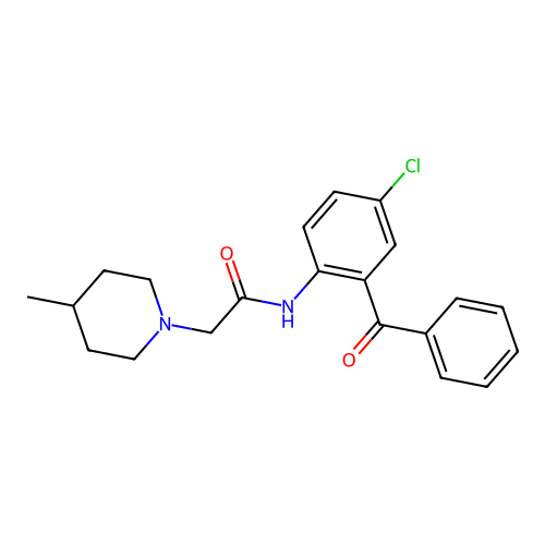 N-(2-benzoyl-4-chlorophenyl)-2-(4-methylpiperidin-1-yl)acetamide structure