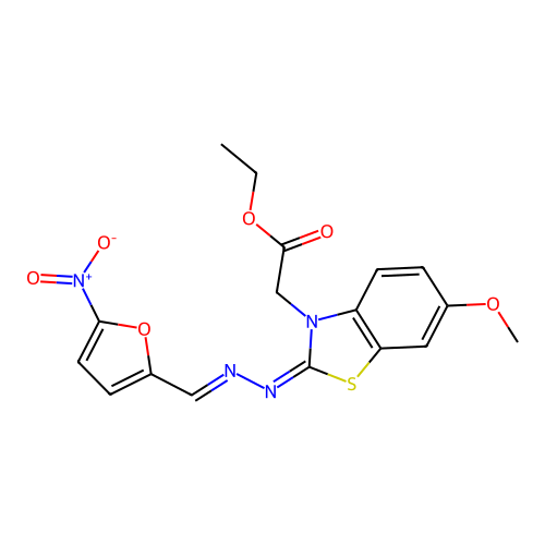 ethyl 2-[(2Z)-6-methoxy-2-[(E)-(5-nitrofuran-2-yl)methyliden structure